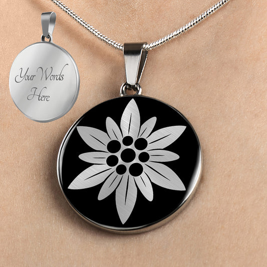 Personalized Edelweiss Necklace, Edelweiss Flower Gift