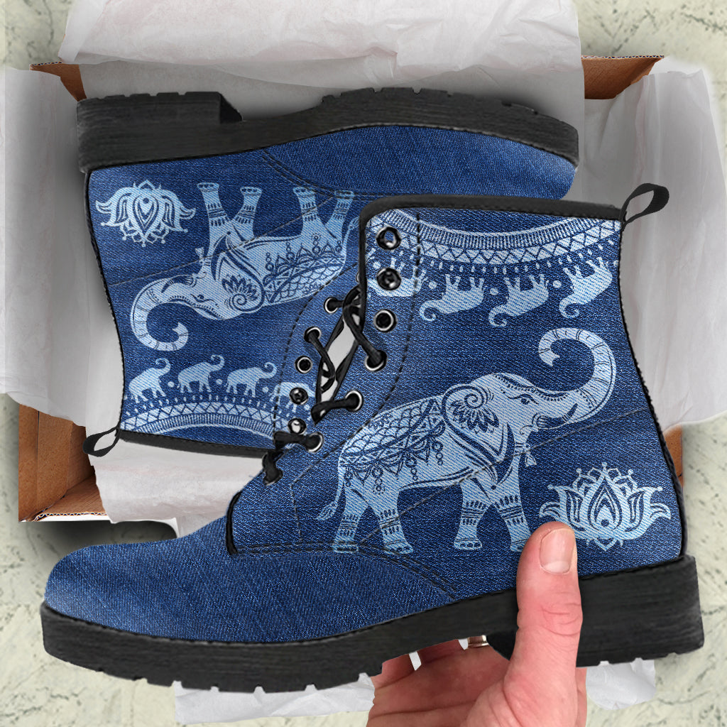 Denim Print Elephant Boots