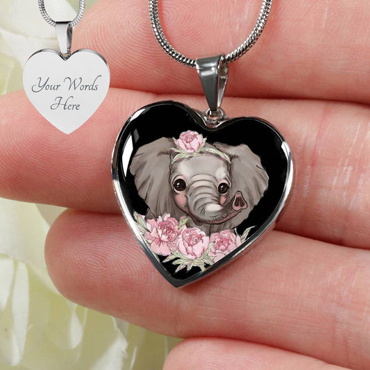 Personalized Elephant Necklace, Elephant Jewelry, Elephant Gift