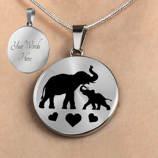 Personalized Elephant Mother Necklace, Mother's Day Necklace