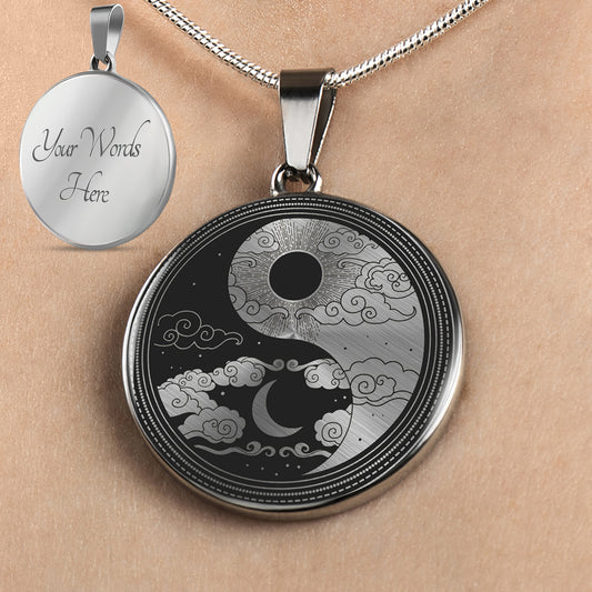 Personalized Yin Yang Necklace, Sun & Moon Jewelry