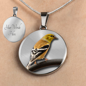 Personalized Gold Finch Necklace, Bird Watching Necklace