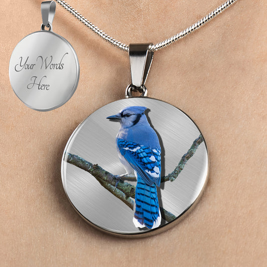 Personalized Blue Jay Necklace, Blue Jay Jewelry, Bird Necklace