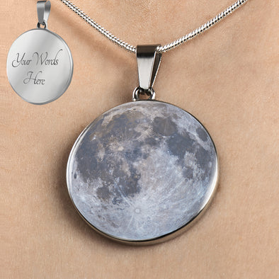 Personalized Full Moon Necklace, Moon Jewelry, Moon Gift