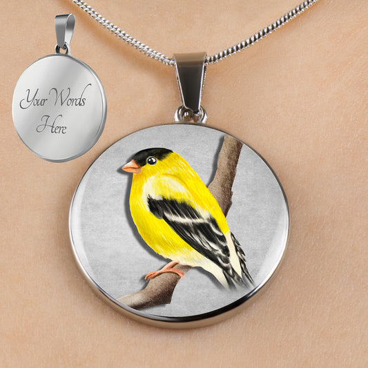 Personalized American Goldfinch Necklace