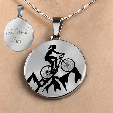 Personalized Women's Cycling Necklace, Mountain Bike Necklace