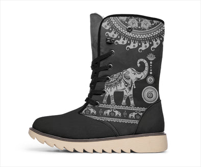 Grey Mandala Elephant Polar Boots