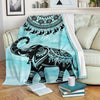 Turquoise Mandala Elephant Blanket