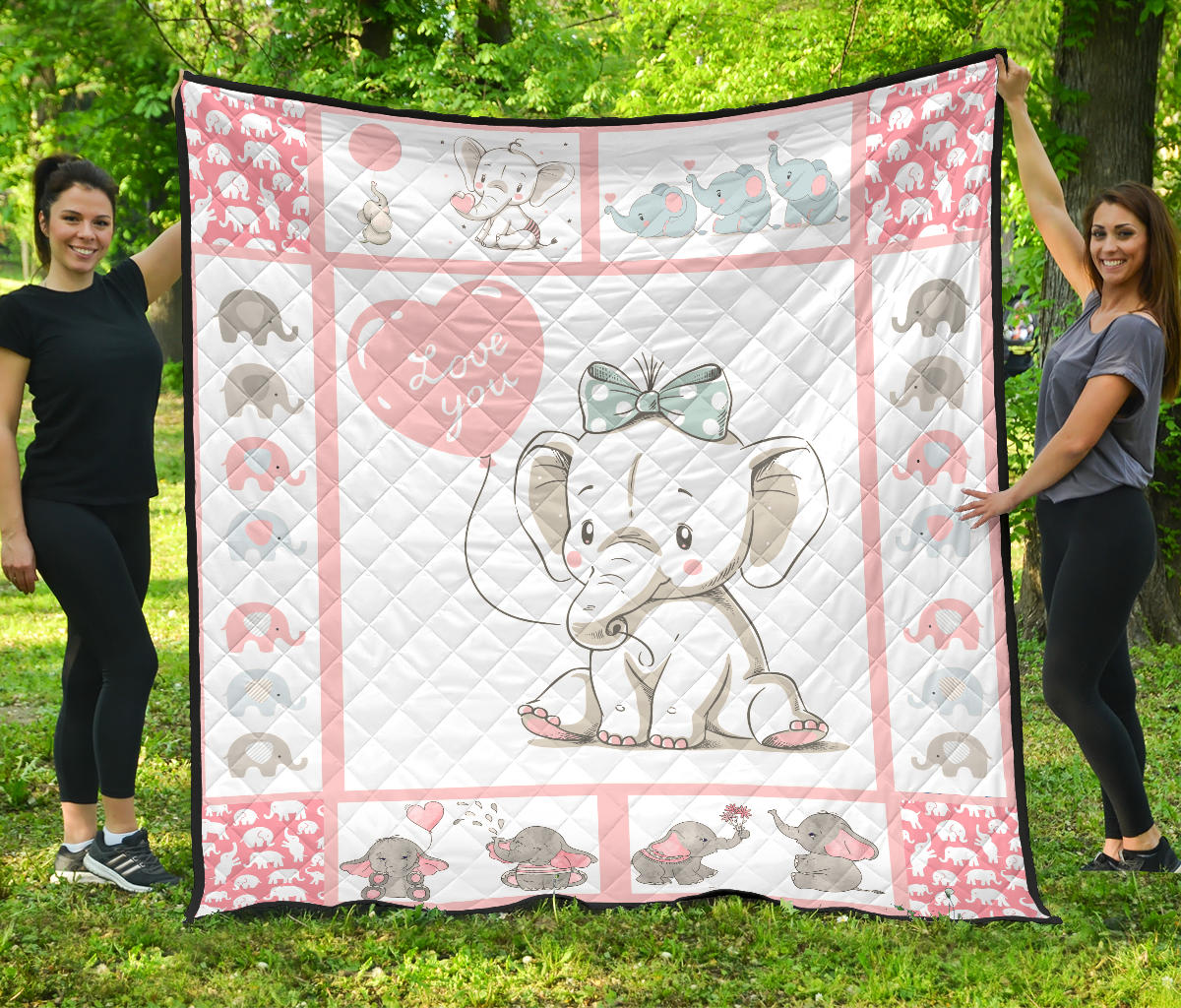 Pink Baby Elephant Quilt