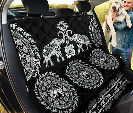 Black Mandala Elephant Pet Seat Cover