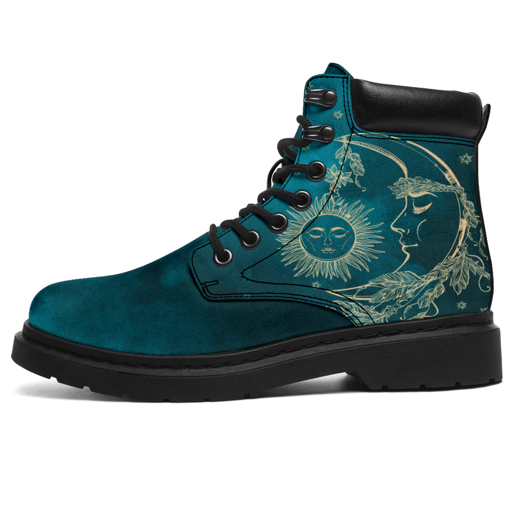 Teal + Beige Sun & Moon All-Season Boots