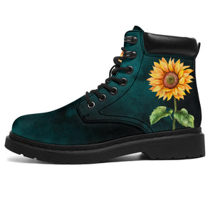 Teal Sunflower All-Season Boots