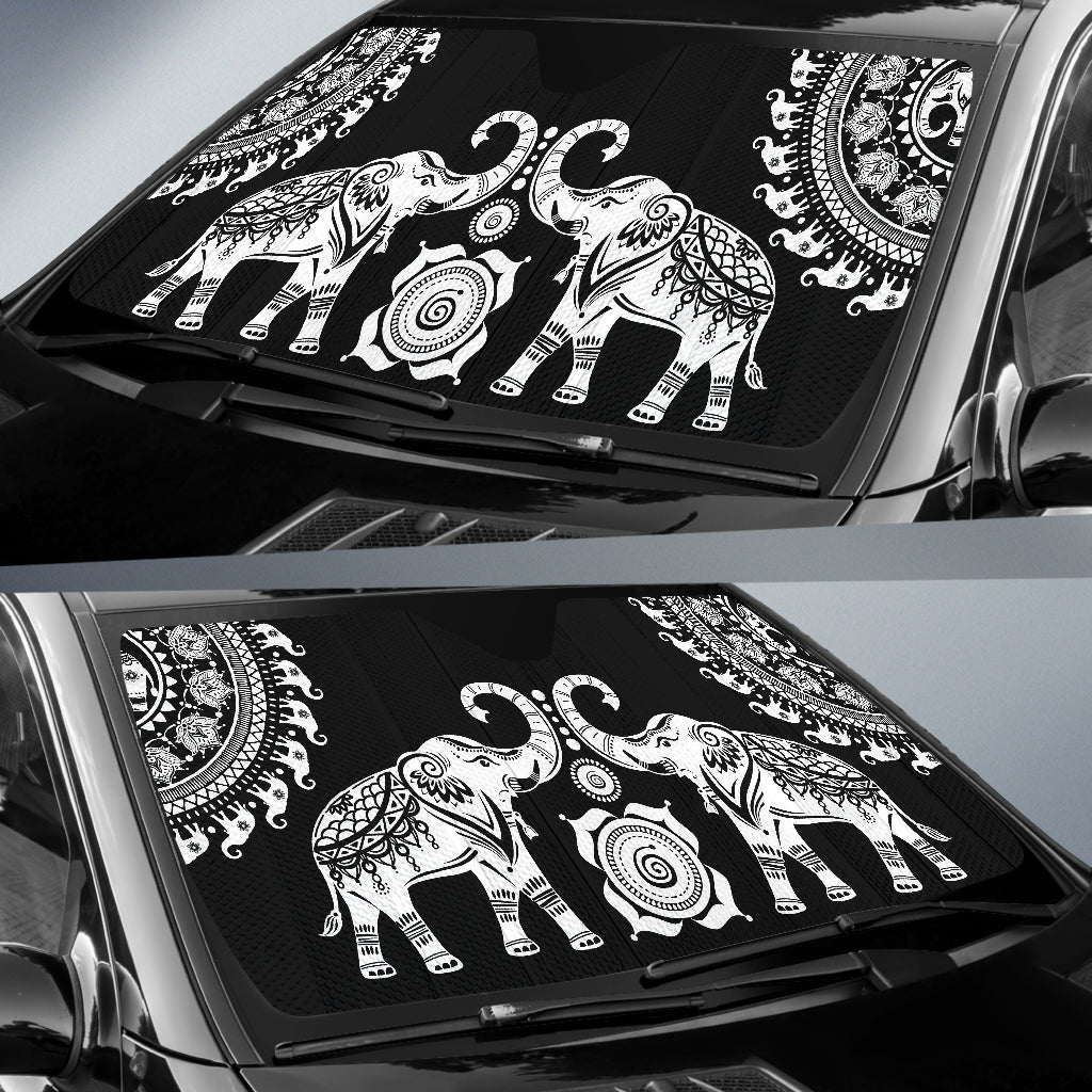 Elephant Mandala Auto Sun Shades | woodation.myshopify.com