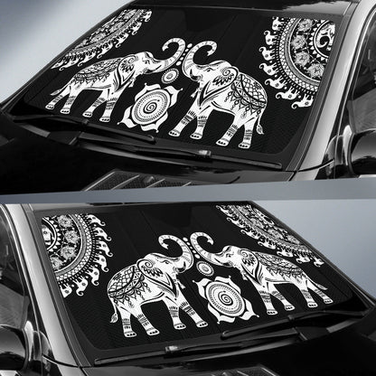Elephant Mandala Auto Sun Shades | woodation.myshopify.com