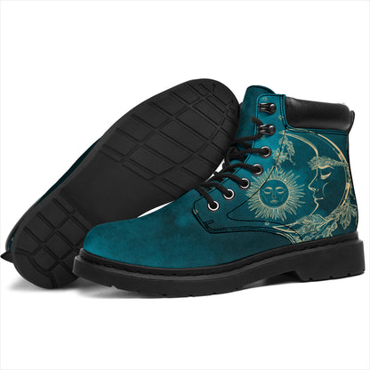 Teal + Beige Sun & Moon All-Season Boots