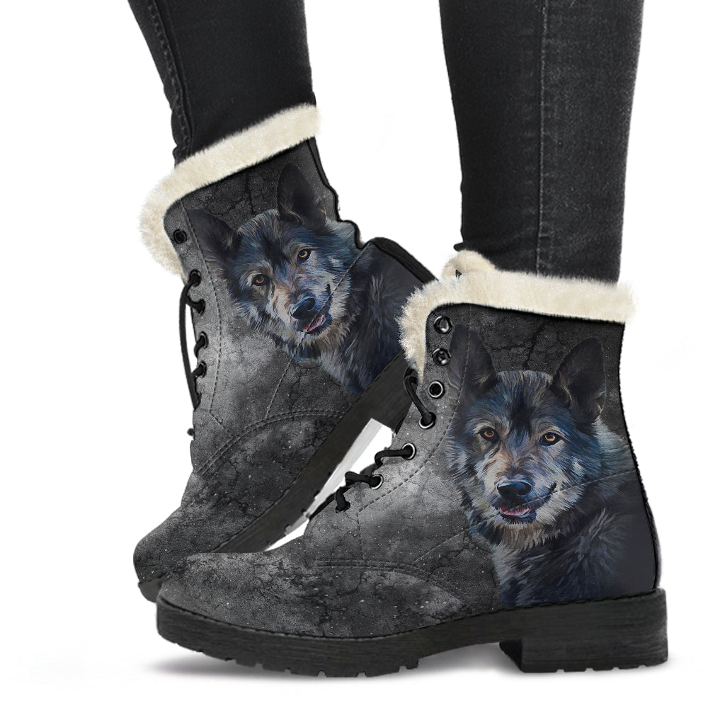 Wolf fur store boots