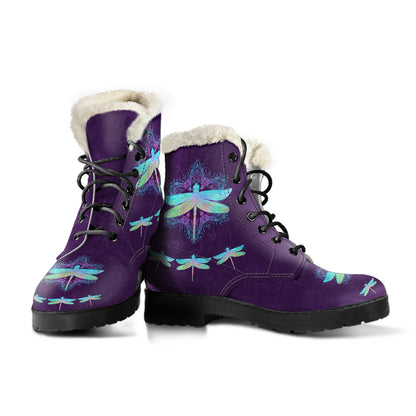 Bohemian Dragonfly Faux Fur Boots