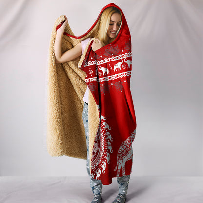 Red Mandala Hooded Blanket | woodation.myshopify.com
