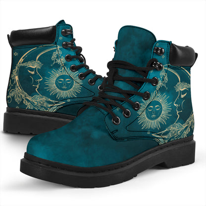 Teal + Beige Sun & Moon All-Season Boots