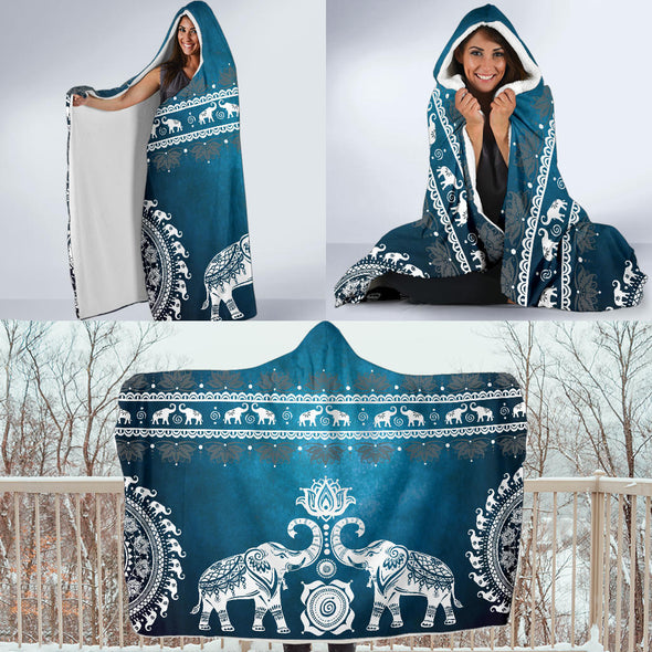 Blue Mandala Hooded Blanket