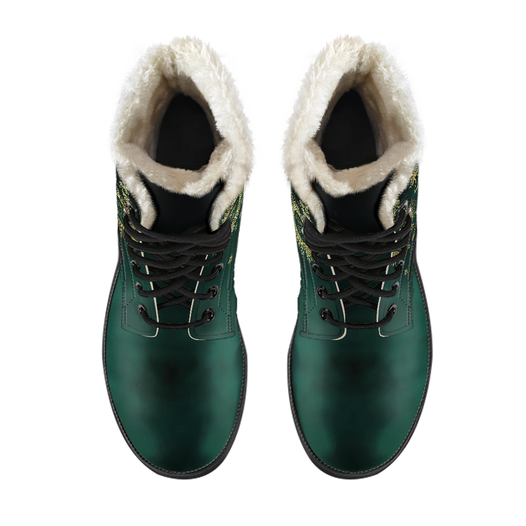 Emerald Sun & Moon Faux Fur Boots