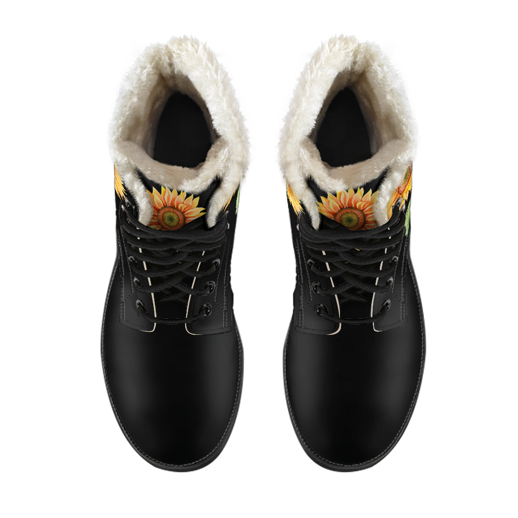 Bohemian Sunflower Faux Fur Boots