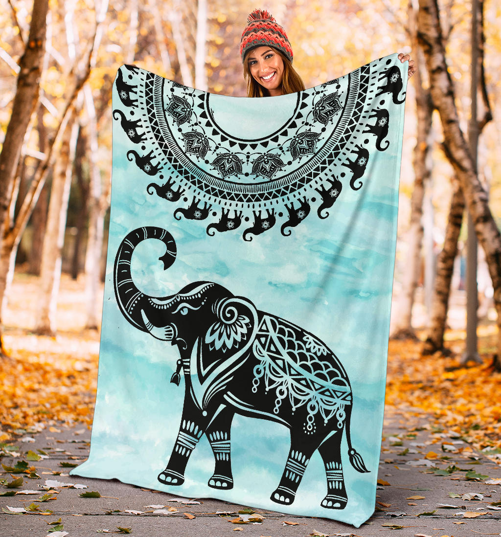 Elephant Mandala Hooded Blanket, Hooded Elephant fashion Throw, Elephant Lover Hood Blanket