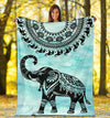 Turquoise Mandala Elephant Blanket