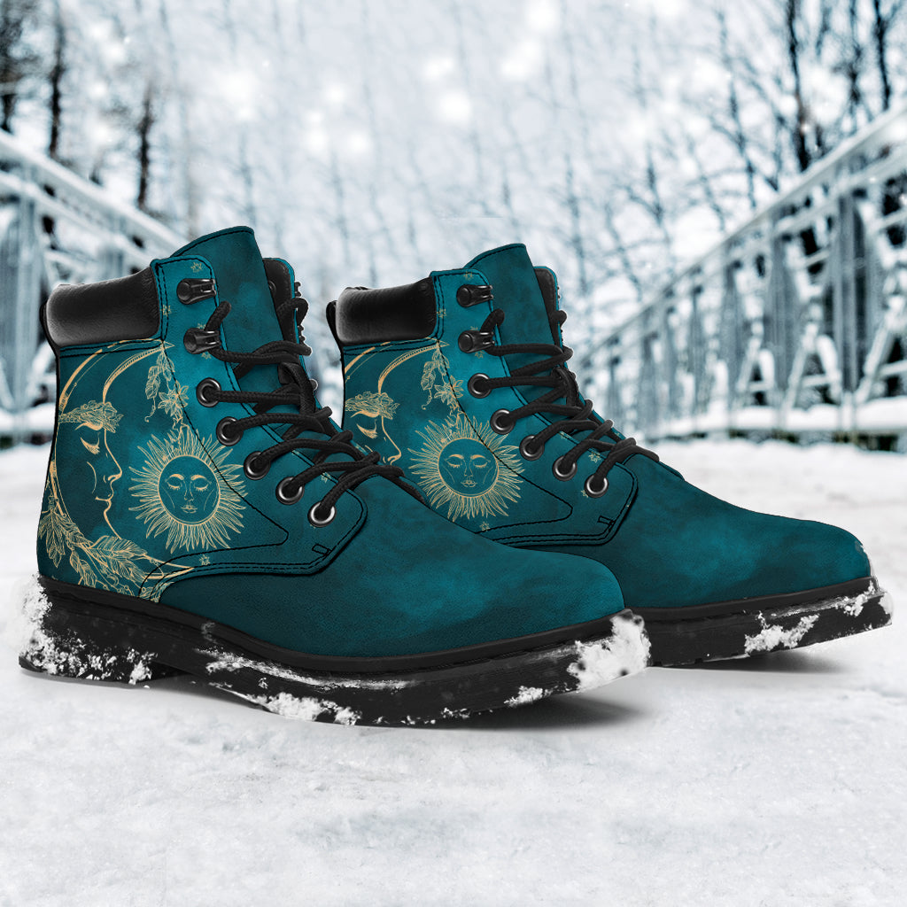 Teal + Beige Sun & Moon All-Season Boots