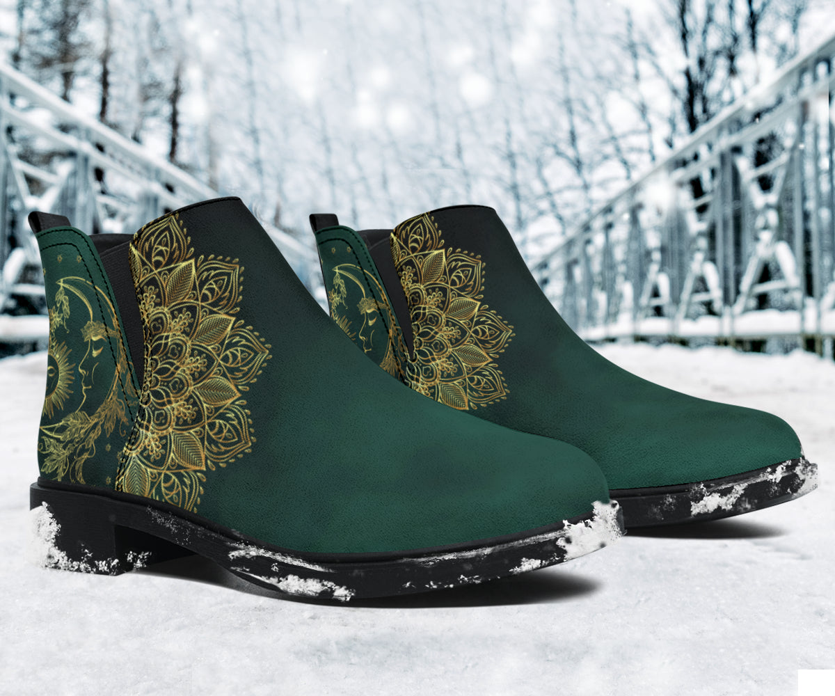 Emerald Sun & Moon Chelsea Style Boots
