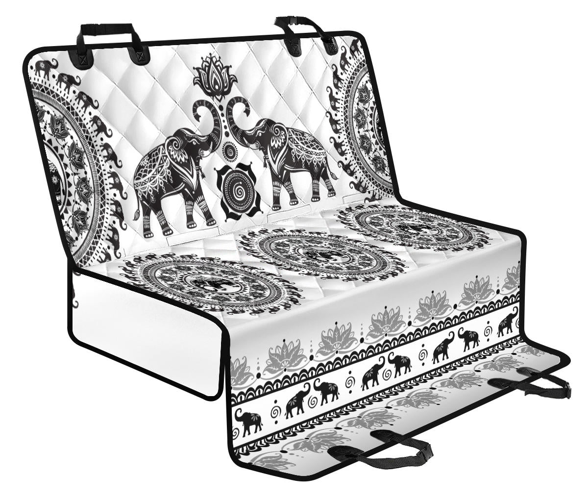 White Elephant Mandala Pet Seat Cover