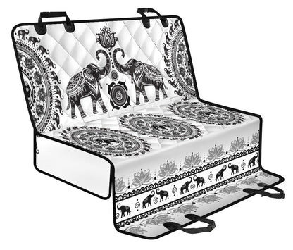 White Elephant Mandala Pet Seat Cover