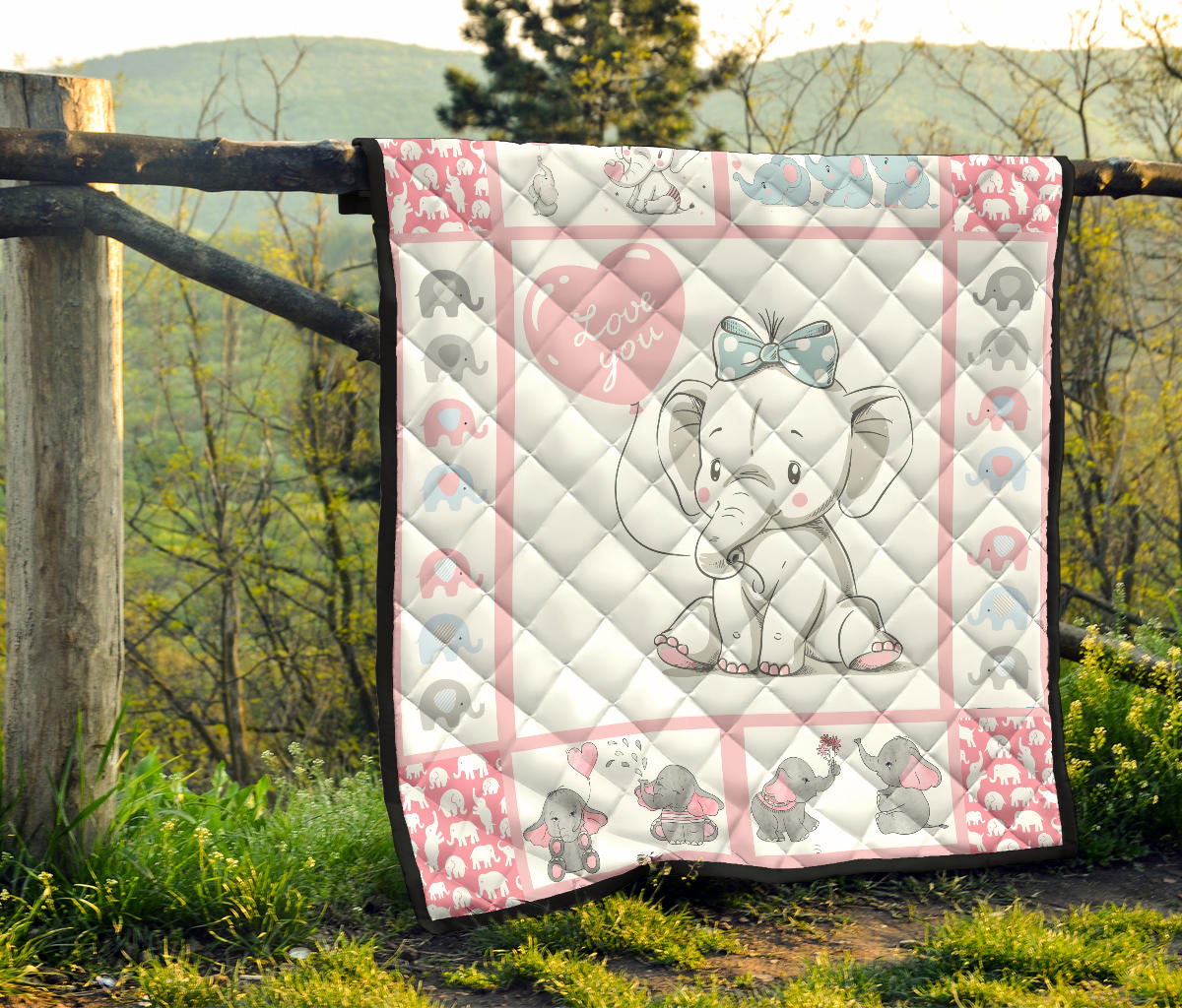 Pink and Brown Elephant Quilt hot For Baby Girl