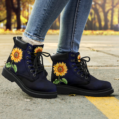 Deep Blue Sunflower All-Season Boots