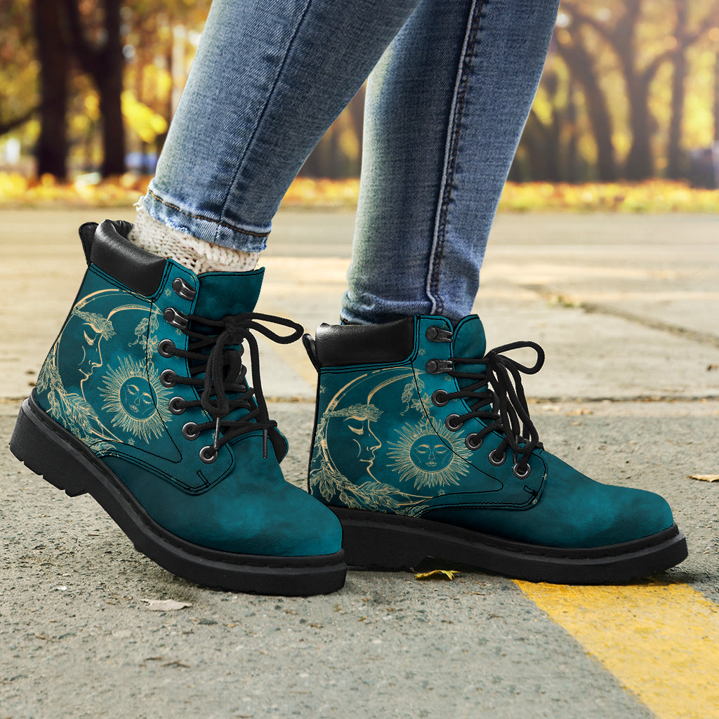 Teal + Beige Sun & Moon All-Season Boots