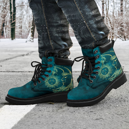 Teal Sun & Moon All-Season Boots