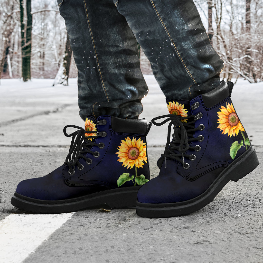 Deep Blue Sunflower All-Season Boots