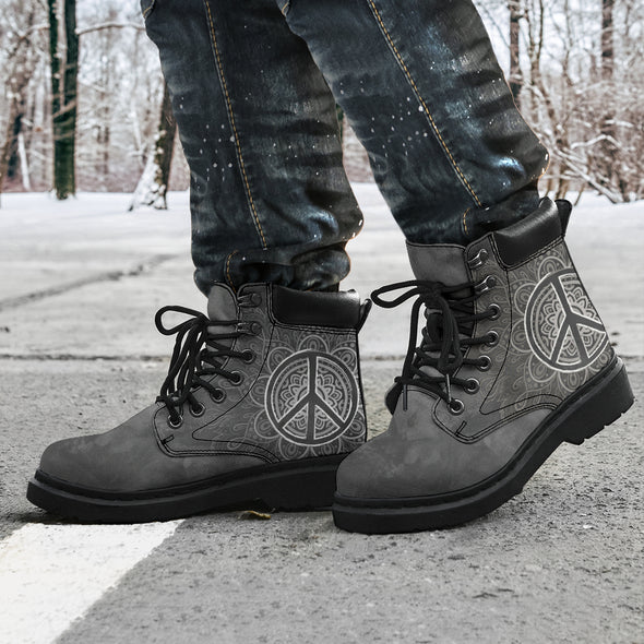 Grey Peace & Love All-Season Boots