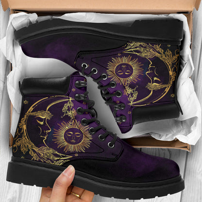 Purple Mystical Sun & Moon All-Season Boots