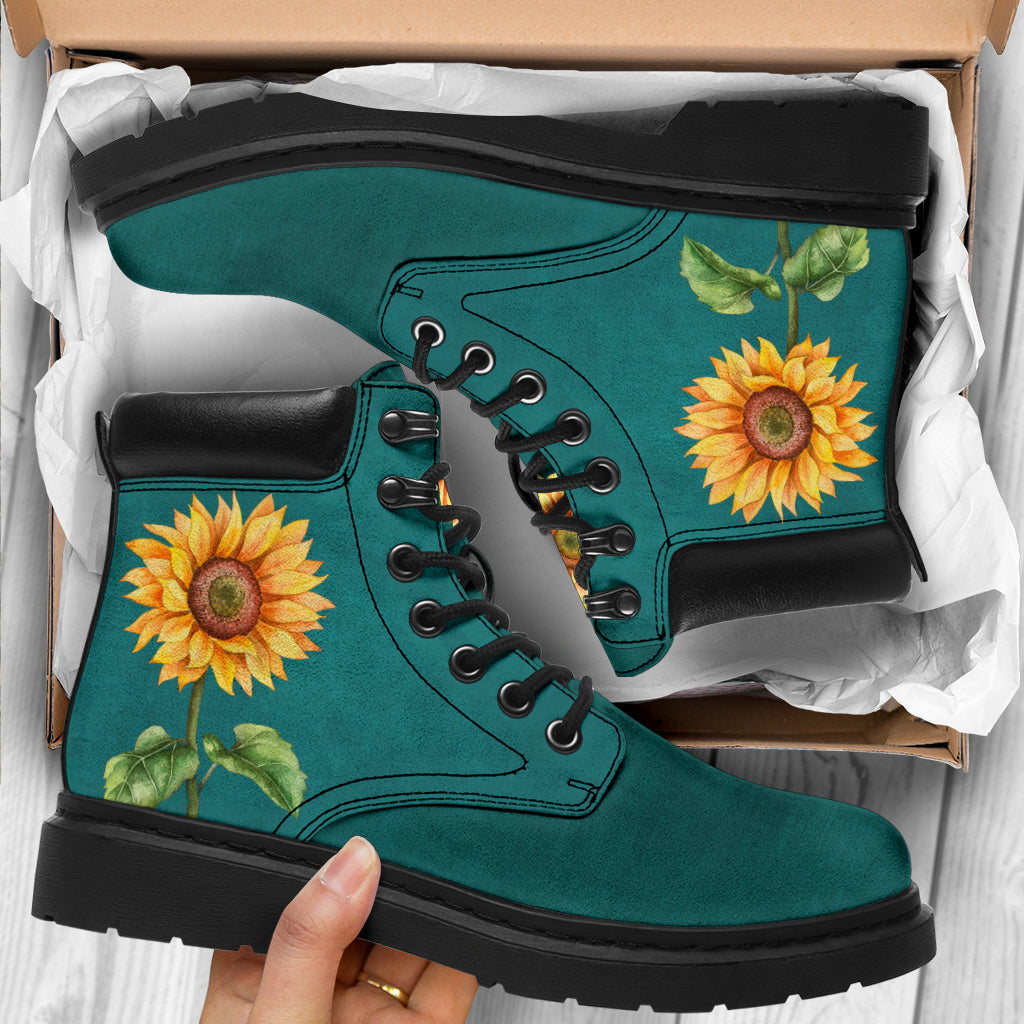 Teal Sunflower All-Season Boots