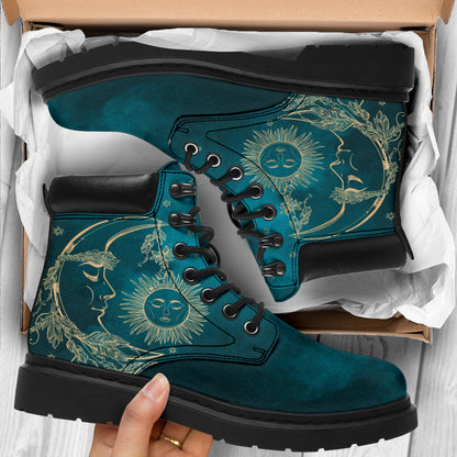 Teal + Beige Sun & Moon All-Season Boots