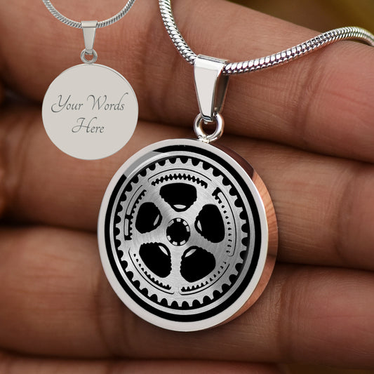 Personalized Bicycle Gear Necklace, Cycling Gift