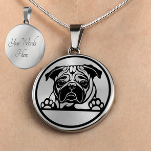 Personalized Pug Necklace, Pug Gift, Pug Jewelry