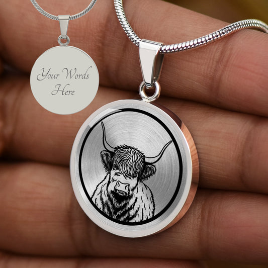 Personalized Highland Cow Necklace