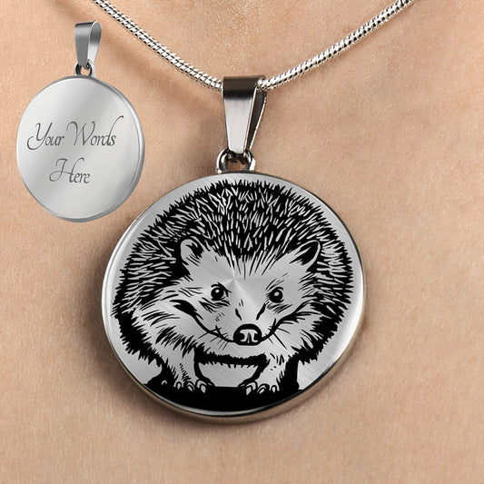 Personalized Hedgehog Necklace, Hedgehog Gift, Hedgehog Jewelry