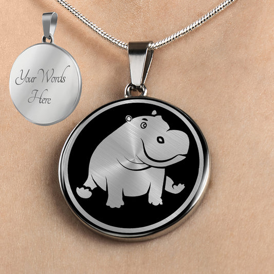 Personalized Hippo Necklace, Hippo Jewelry, Hippo Gift