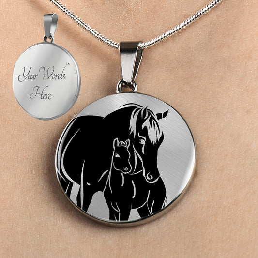 Personalized Horse Mother Necklace, Mother's Day Necklace