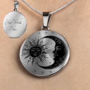 Sun & Moon Personalized Necklace, Moon Jewelry, Moon Pendant
