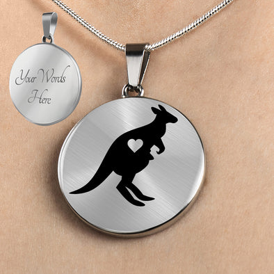 Personalized Kangaroo Necklace, Kangaroo Jewelry, Kangaroo Gift