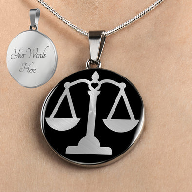 Personalized Lawyer Necklace, Law School Gift, Justice Necklace